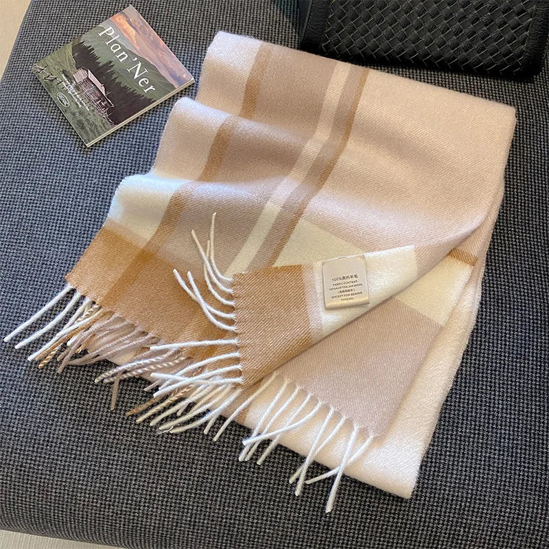 High Quality 100 Wool Scarf Female Fashion Classic