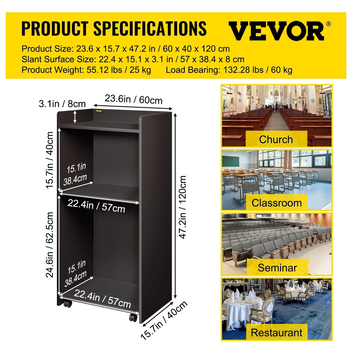 VEVOR Wood Podium 2 x 4 FT Lecterns