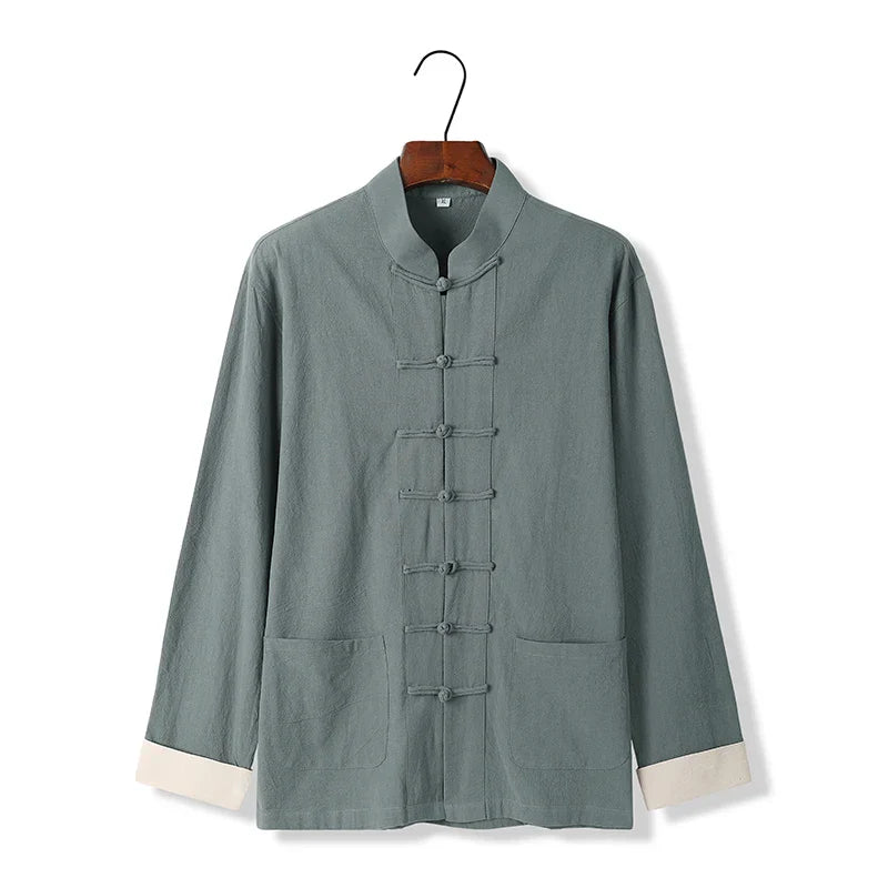 Chinese Traditional Retro Windbreaker Men's Long-sleeved Tang Suit