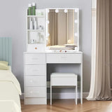 Logimiz Modern Vanity Desk with Mirror and Lights,