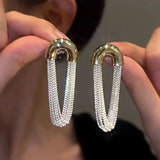 Fashion Metal U Shape Tassel Chain Earrings For