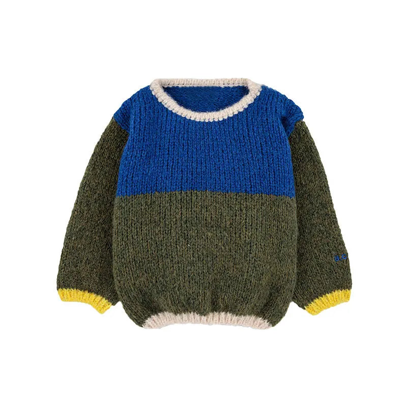 Children's Sweater Winter 23 Boys Colorblocked Pullover Warm