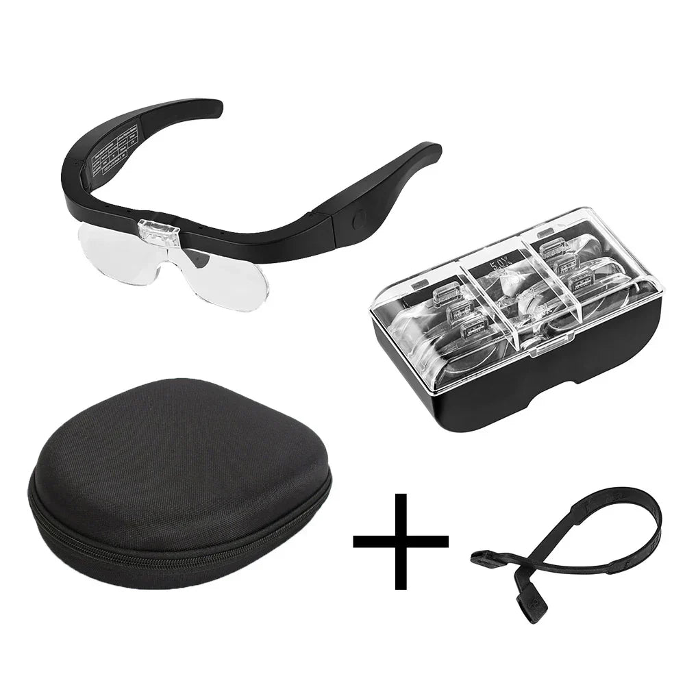 LED Magnifying Glasses USB Rechargeable 1.5X 2.5X 3.5X