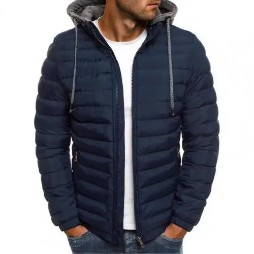 New Oversize Men Detachable Hat Padded Hooded Cardigan