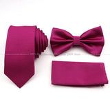 5 Pcs Slim Plaid Tie Set Polyester Pink