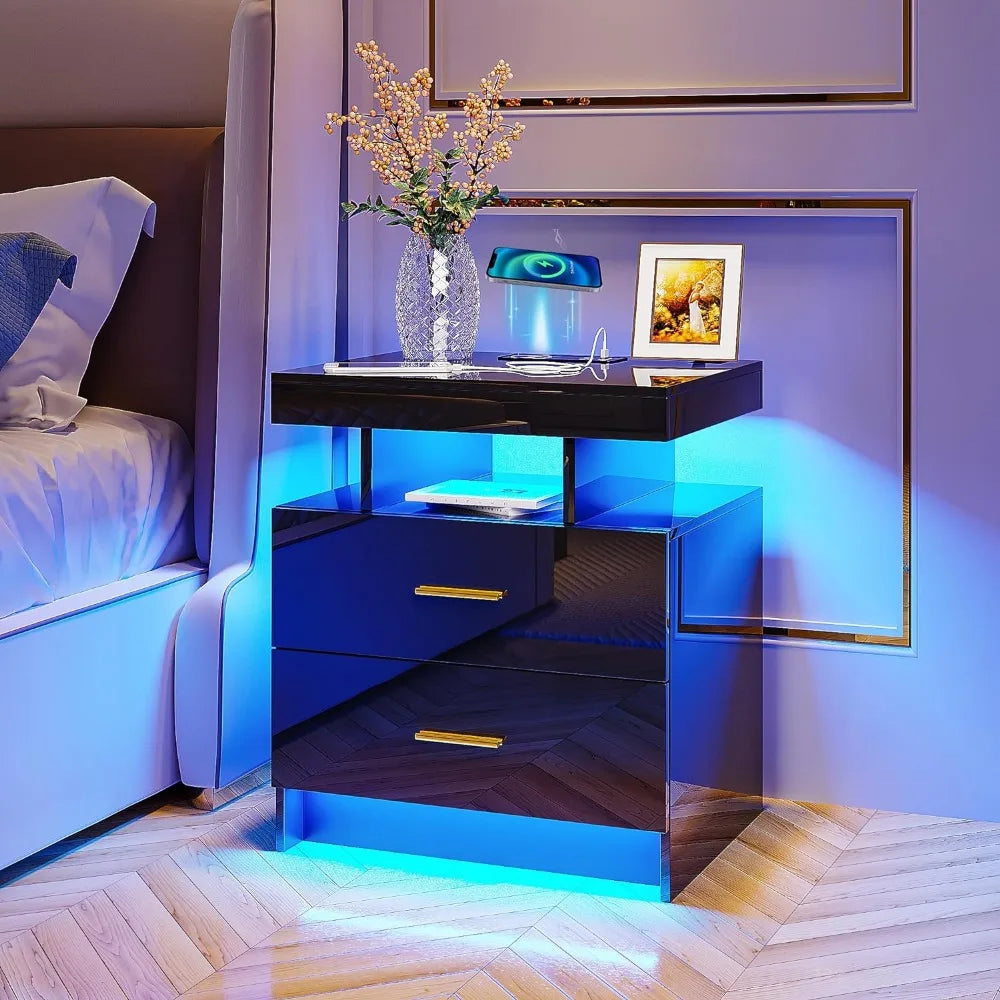 Auto LED Nightstand With Wireless Charging Station &