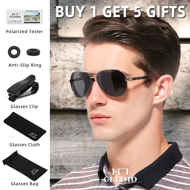 CLLOIO Men Classic Aluminum Polarized Sunglasses Women Driving