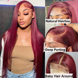 13x4 13x6 Burgundy 99J Red HD lace Frontal