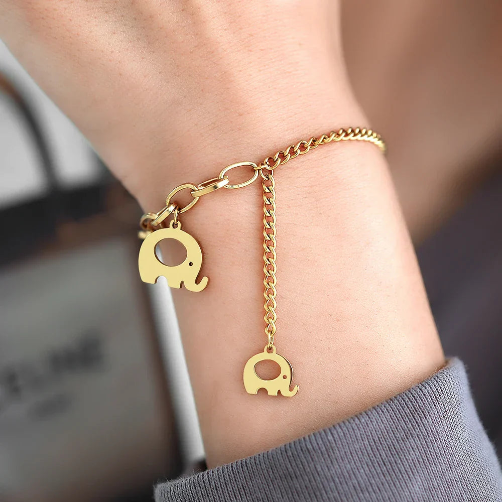 Stainless Steel Bracelets Fashion Trend Multilayer Chain Elephant