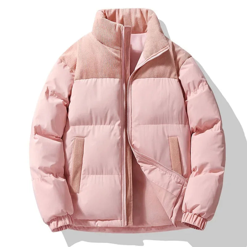 Winter Down Cotton Jacket Men Women Corduroy Patchwork