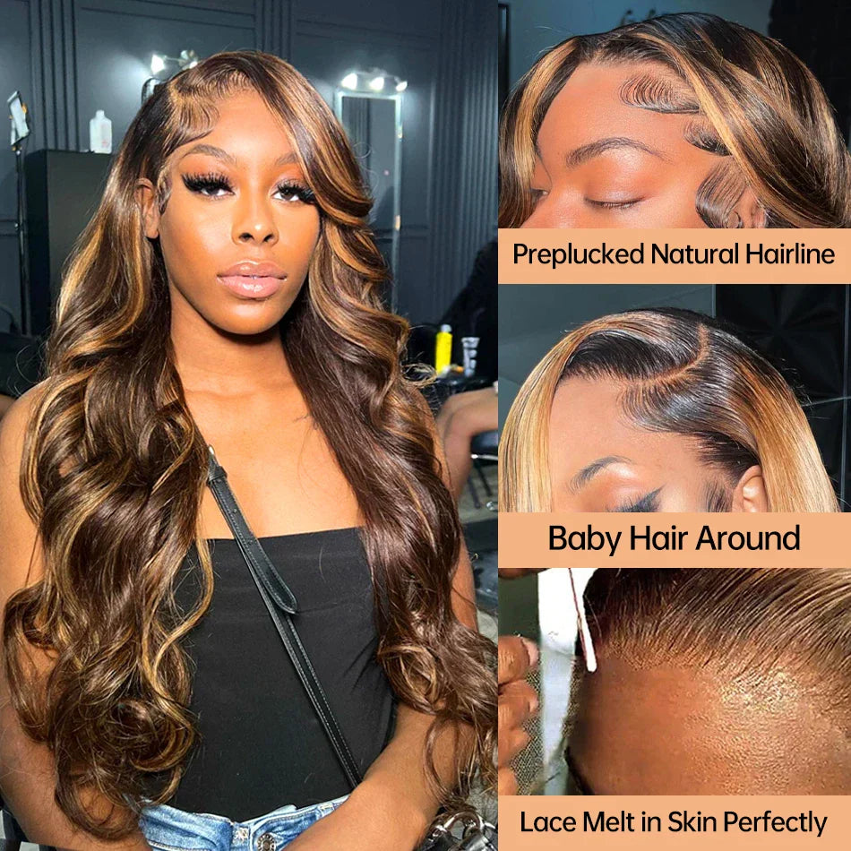 30 36 Inch Body Wave 13x4 Ombre Highlight