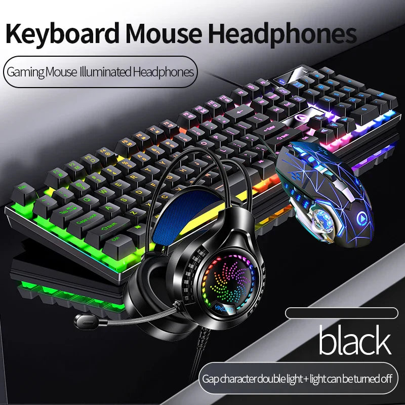 Gaming Keyboard Mouse Headphone Set Wired Backlight Game