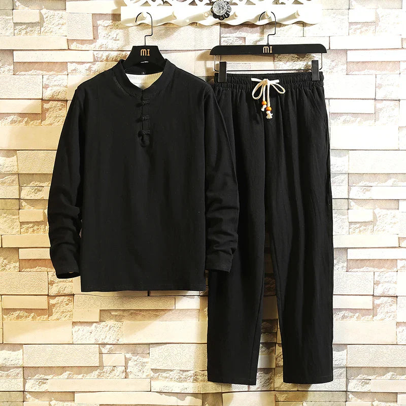 New Arrival Men's Cotton and Linen Long Sleeve