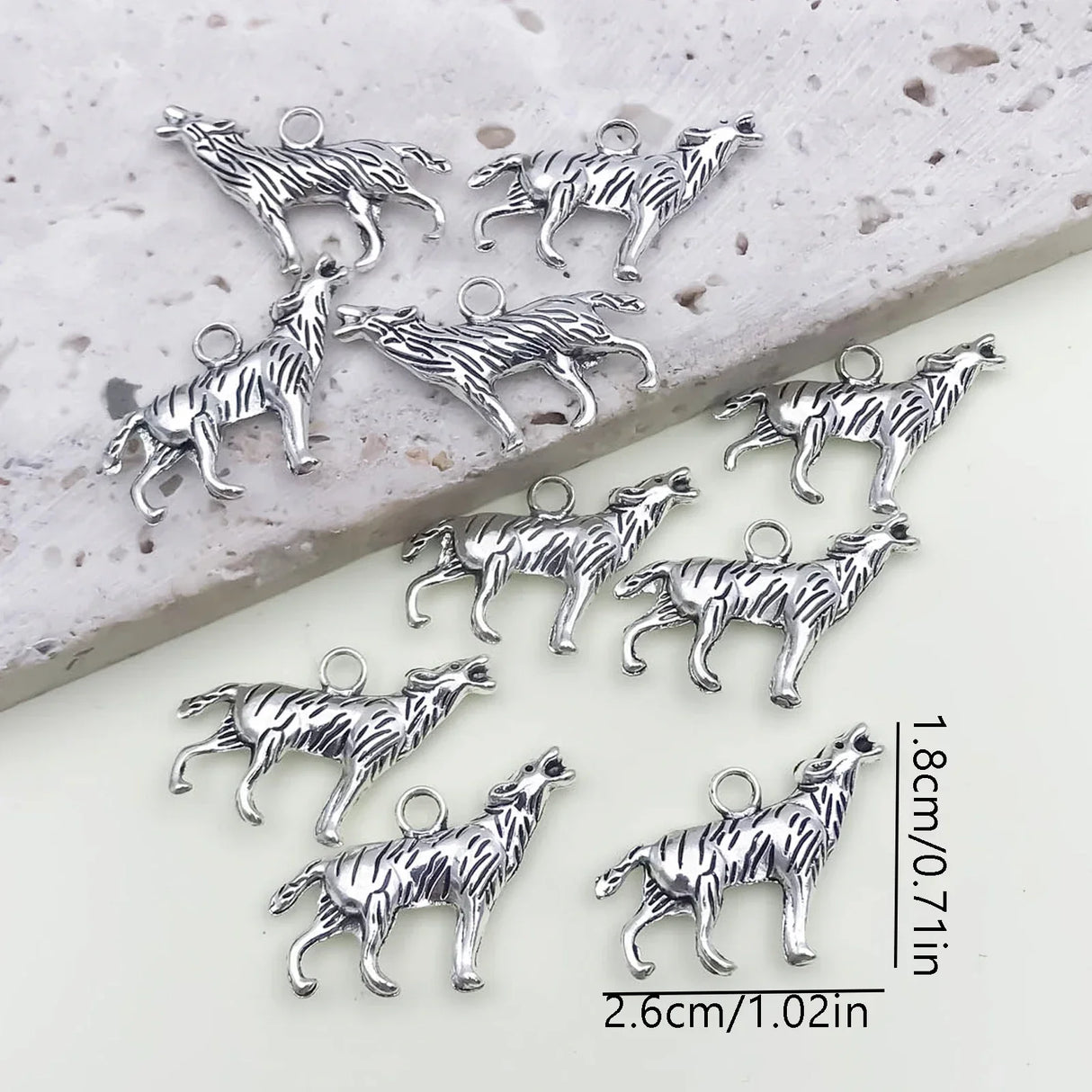 1020Pcs Alloy Retro Silvery Animal Shape Charms Horse