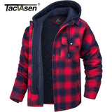 TACVASEN Men's Flannel Shirt Jacket with Removable Hood