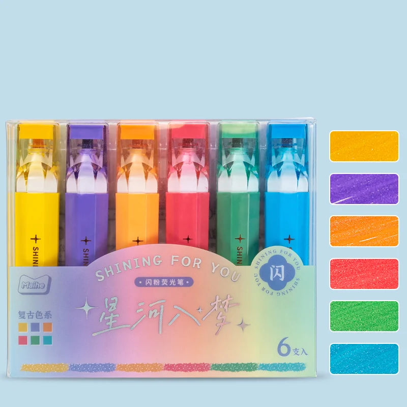 Metallic Glitter Highlighters Pen, Chisel Tip Marker Pen,