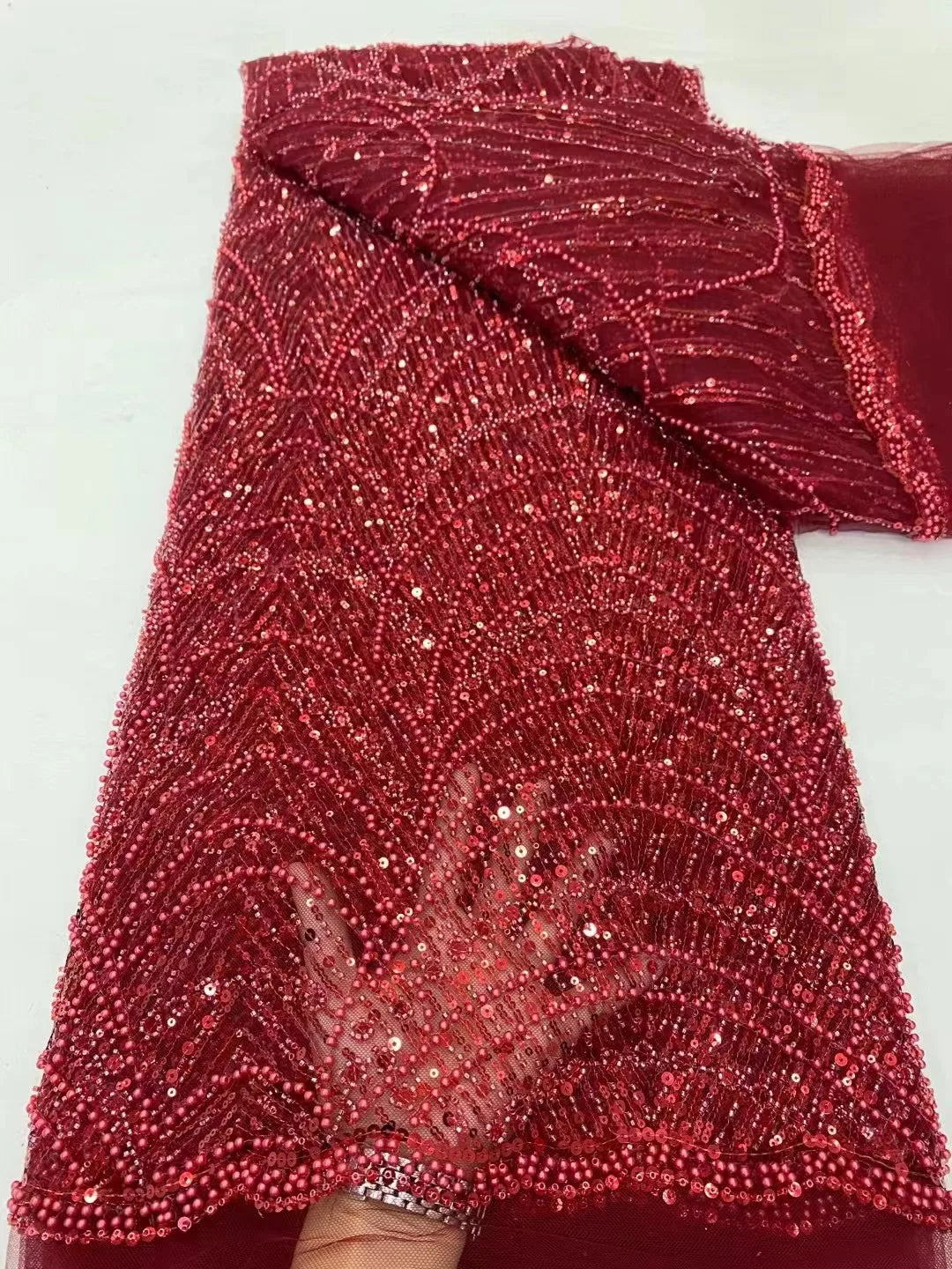 High Quality Beaded Lace Fabrics for Wedding Fabric