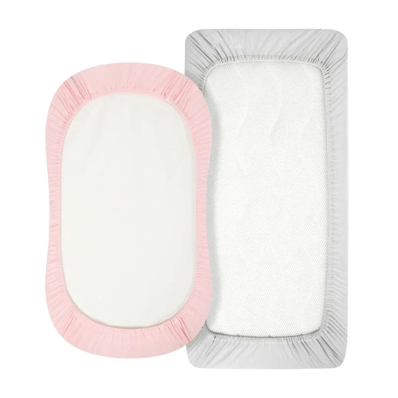 2Pcs Baby Fitted Bassinet Sheet Newborn Changing Pad