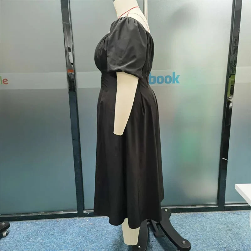 KUCLUT Women Plus Size Dress Simple Solid Puff