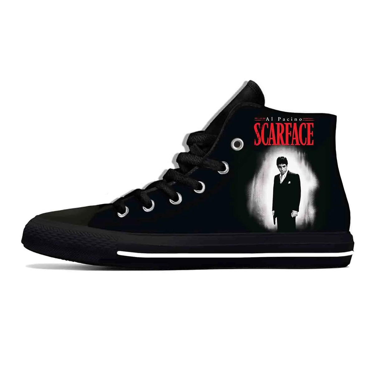 Hot Scarface Tony Montana Movie Anime Cartoon Casual Shoes High Top Lightweight Summer Board Shoes Breathable Men Women Sneakers