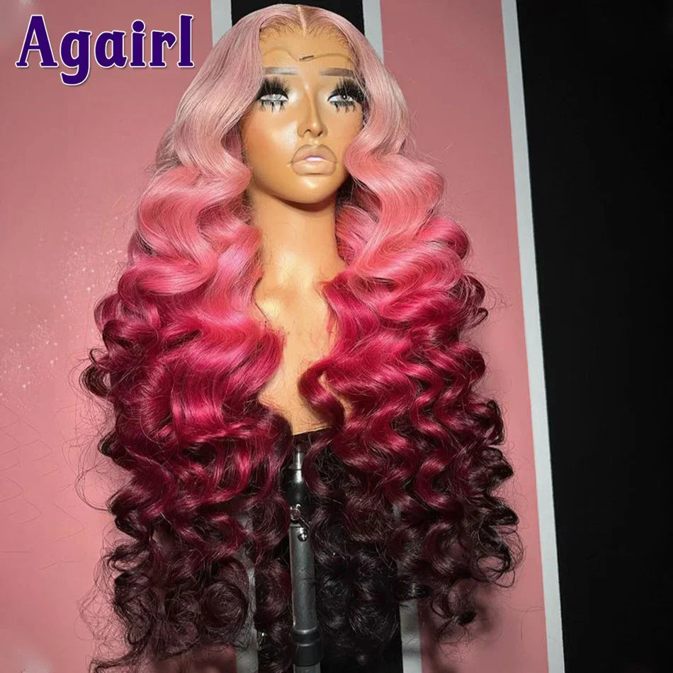 Ombre Blonde Pink HD 13x4 13x6 Loose Wave