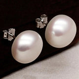 10-13mm Big Pearl Earrings Real S925 Sterling Silver