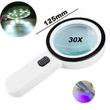 30X Handheld Magnifier Magnifying Glass with 12 LED