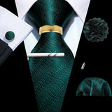 Barry.Wang Silk Mens Tie Hanky Cufflinks Clip Brooch