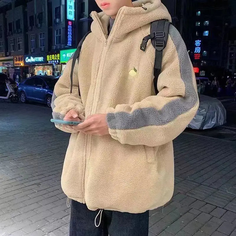 New lamb fleece jacket men autumn and winter