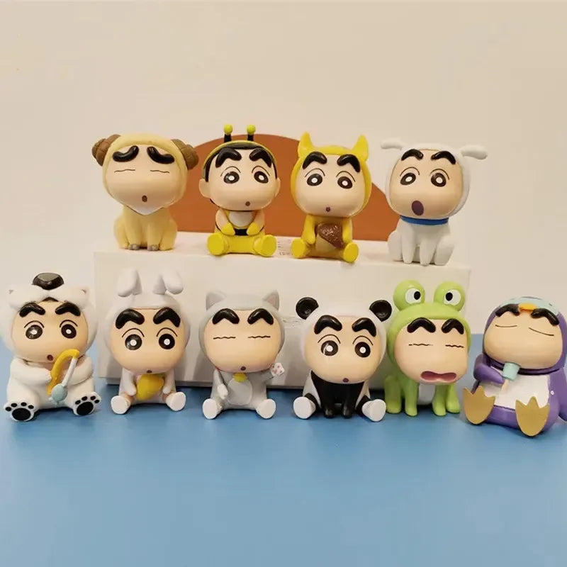 4/6/10pcs Set Crayon Shin-Chan Anime Figure Fishing Puppy