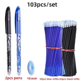 103pcs/set Black Blue Ink Erasable Pen Refills Rods