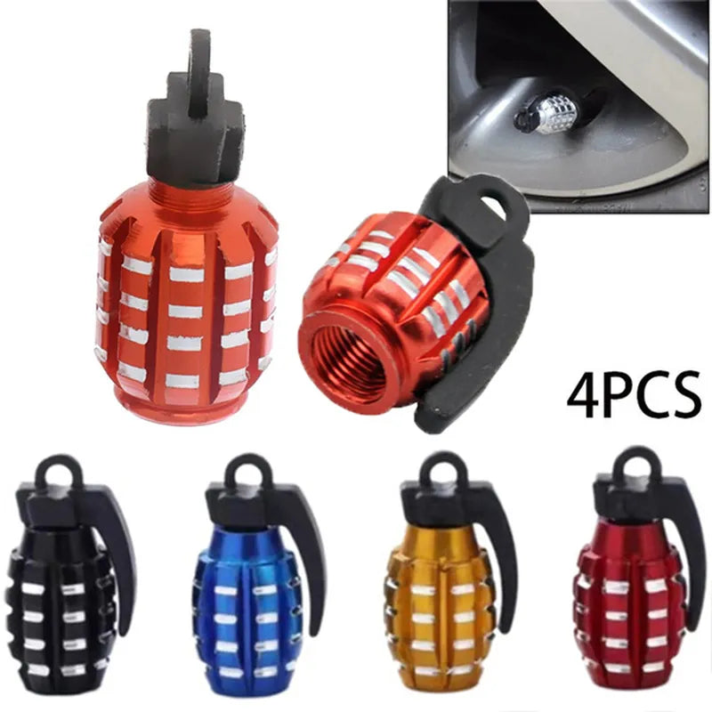 4pcs Car Tire Valve Cap Grenade Aluminum Alloy
