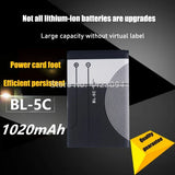 1-5PCS 3.7v 1020mAh BL-5C BL 5C battery for