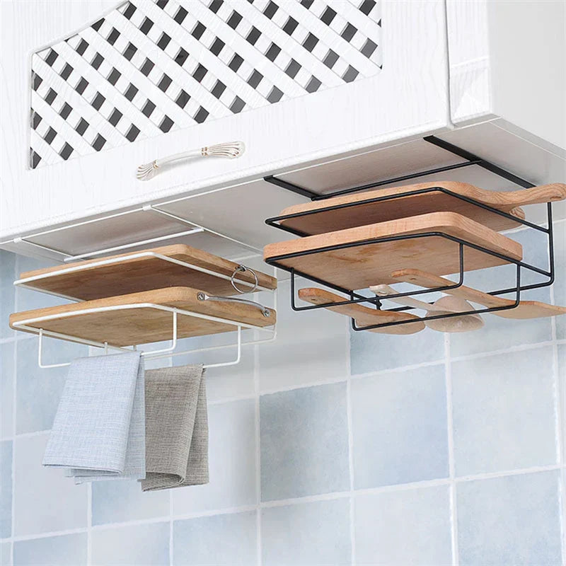 Stainless Steel Double Layer Cabinet Shelf Towel Holder