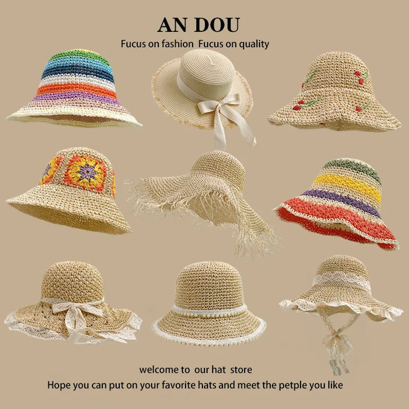 Spring Summer Korean Sweet Big Brim Straw Sun