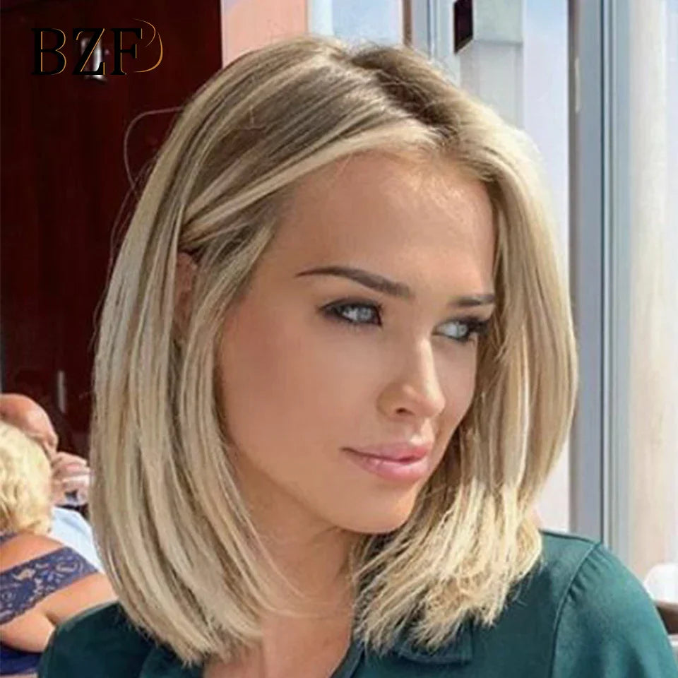 13x3 Blonde Highlight Synthetic Lace Front Bob Wigs