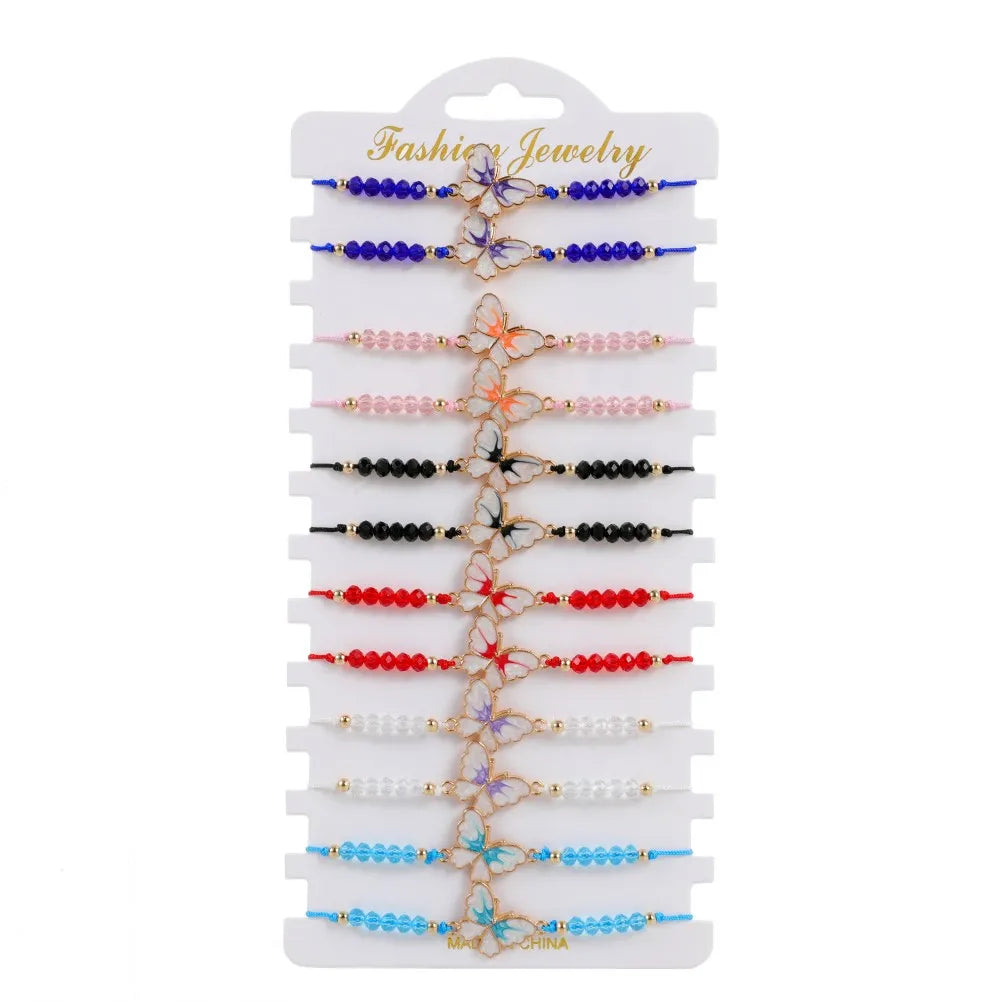 12pcs/lot Acrylic Crystal Bead Chain Butterfly Pendant Bracelet