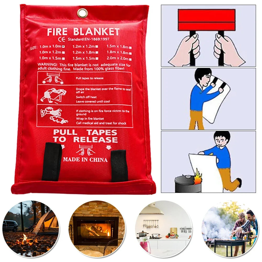 1/1.2/1.5/2M Safety Fire Blanket Fiberglass Emergency Survival Fire