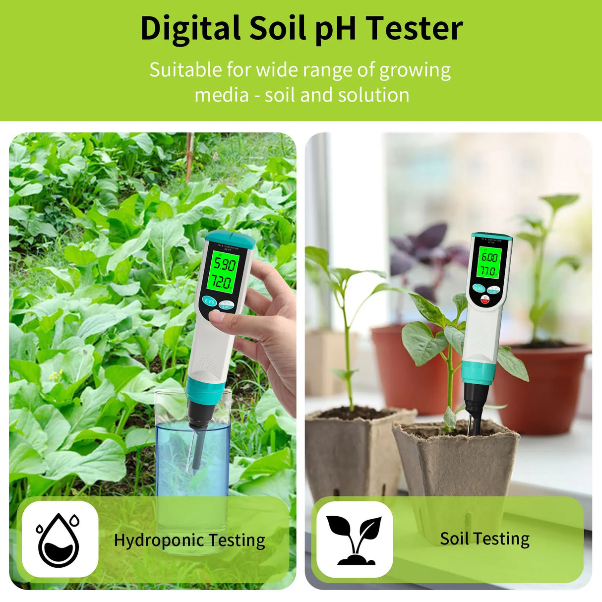 High Accuracy Soil PH Meter 0.00~14.00pH Digital Temp