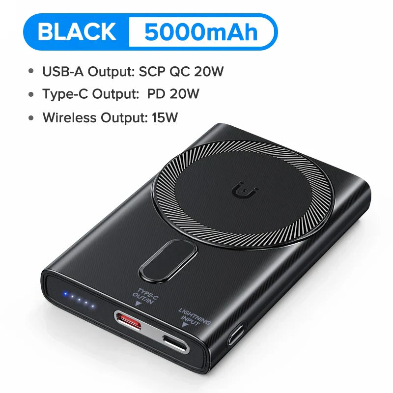 QOOVI 5000mAh Magnetic Wireless Powerbank PD20W Fast Charging