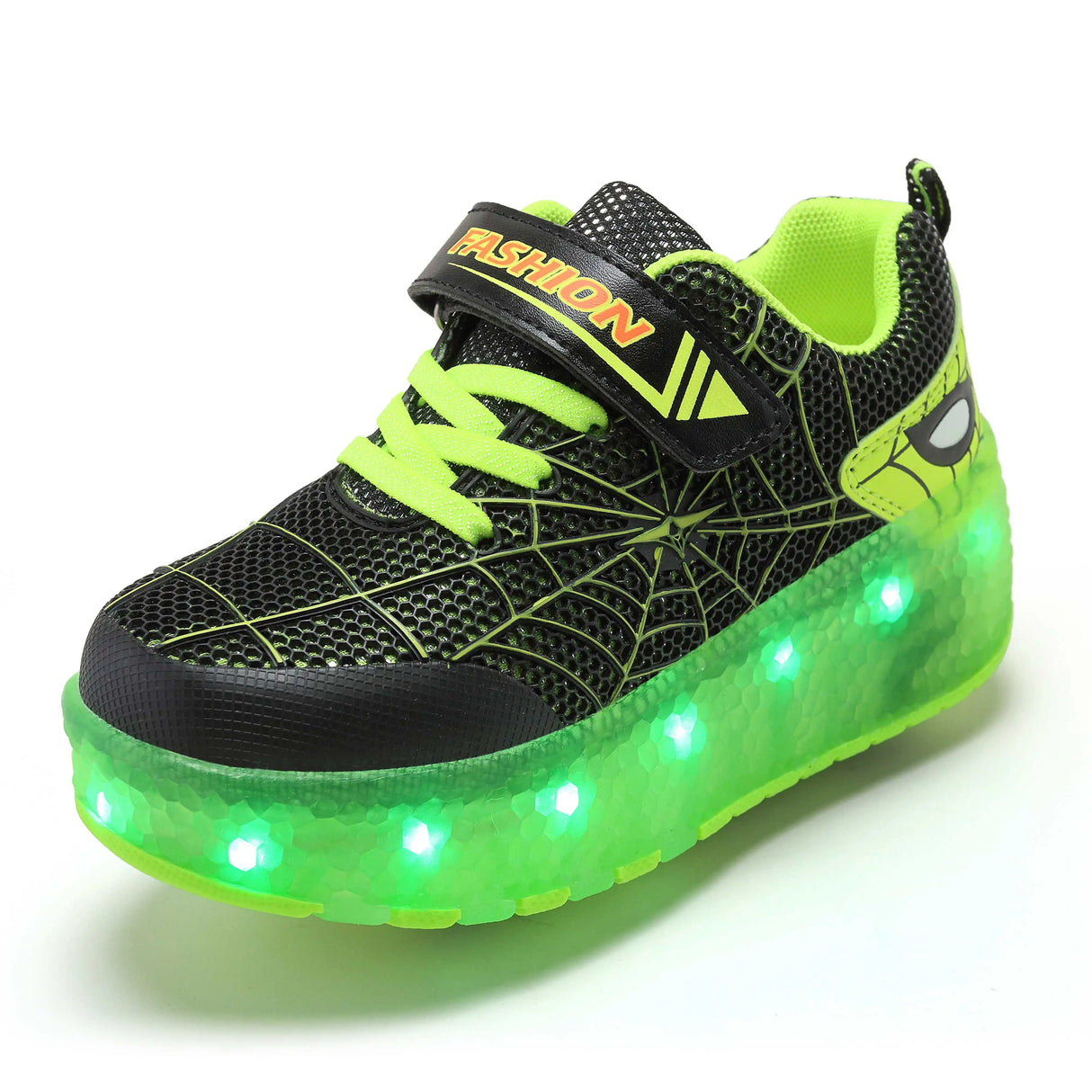 Kid Sneakers Spider Cartoon Mesh Usb Charge Luminous