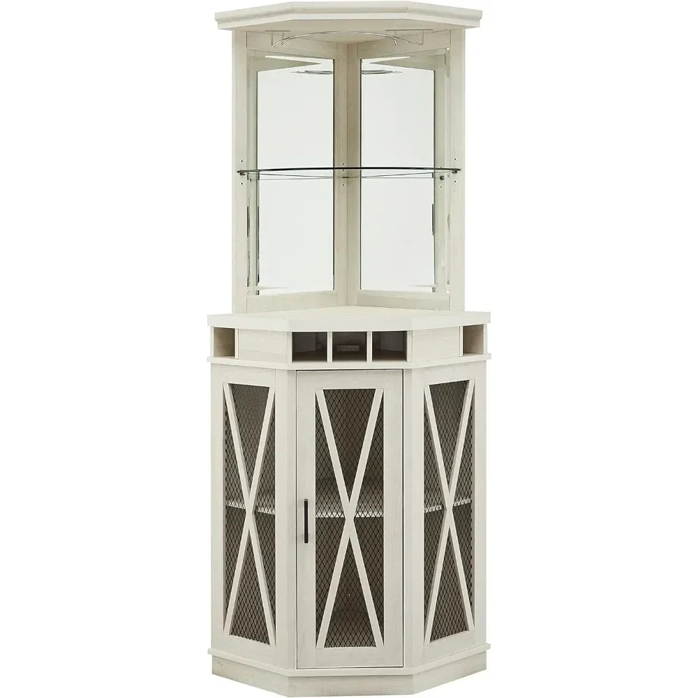 Wash Grey Corner Bar Unit 73" With Built-in