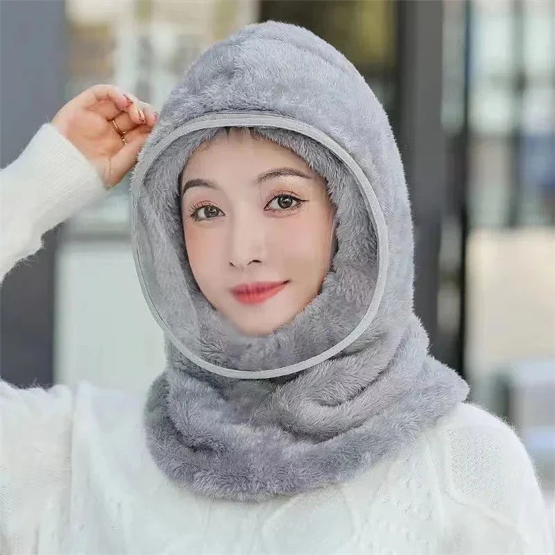 Winter Windproof Plastics Mask Scarf Cap One-Piece Riding