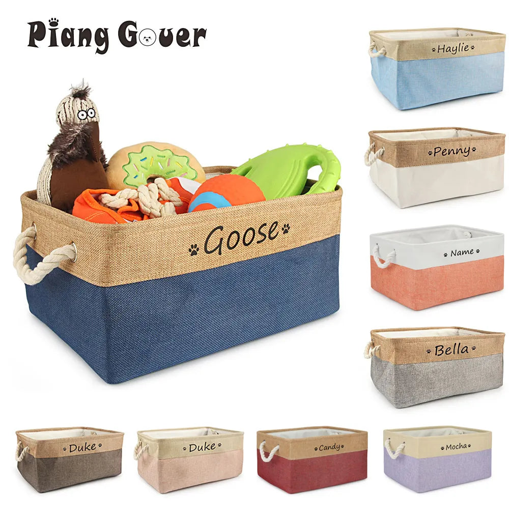 Custom Name Dog Toy Basket Cat Pet Foldable