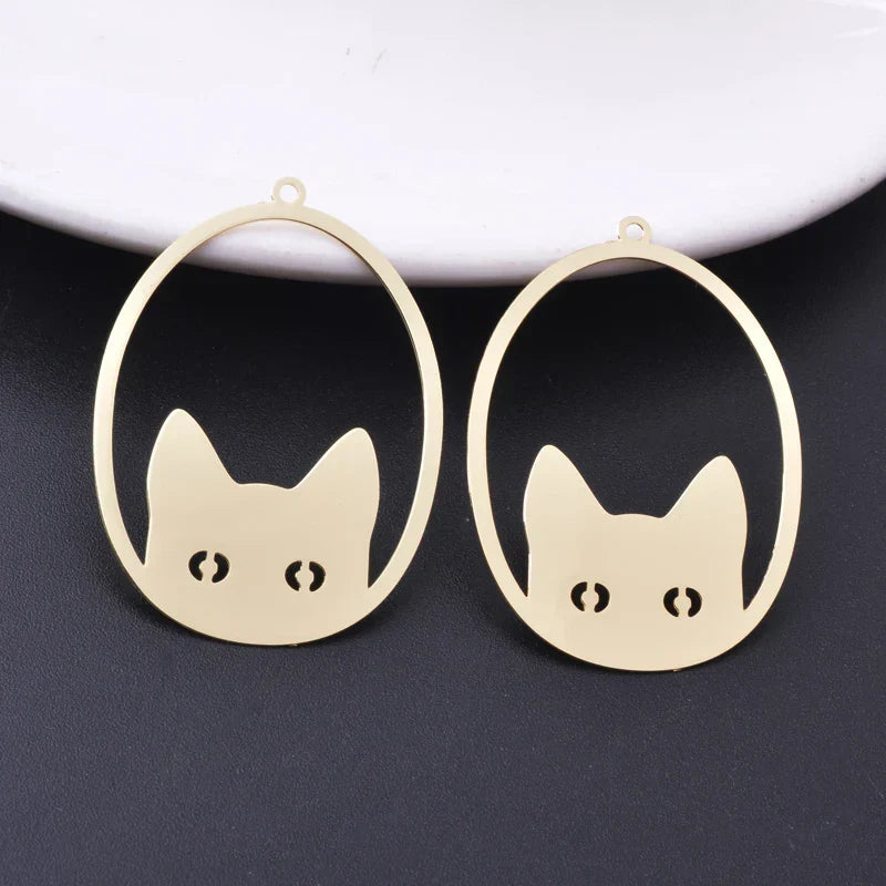 30pcs AD3485 Filigree ovalshaped Eyes Of Cat Charms