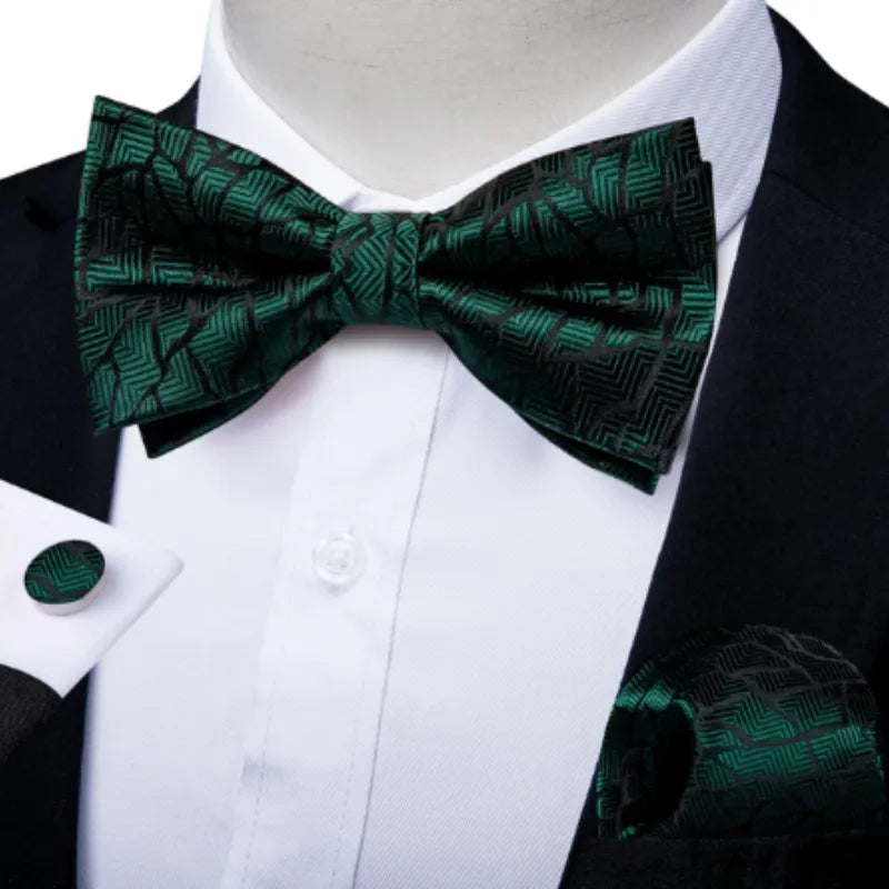 Classic Black Men's Bow Tie Butterfly Pocket Square