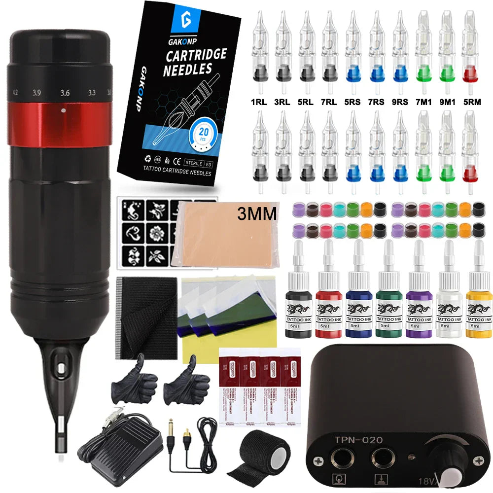 Complete Tattoo Machine Pen Kit Rotaty Tattoo Pen