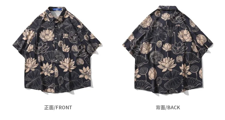 Retro HK Wind Full Printed Short Sleeved Shirts