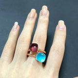 2PcsSet Pomellato Ring Stacked Mix Color Crystal Ring