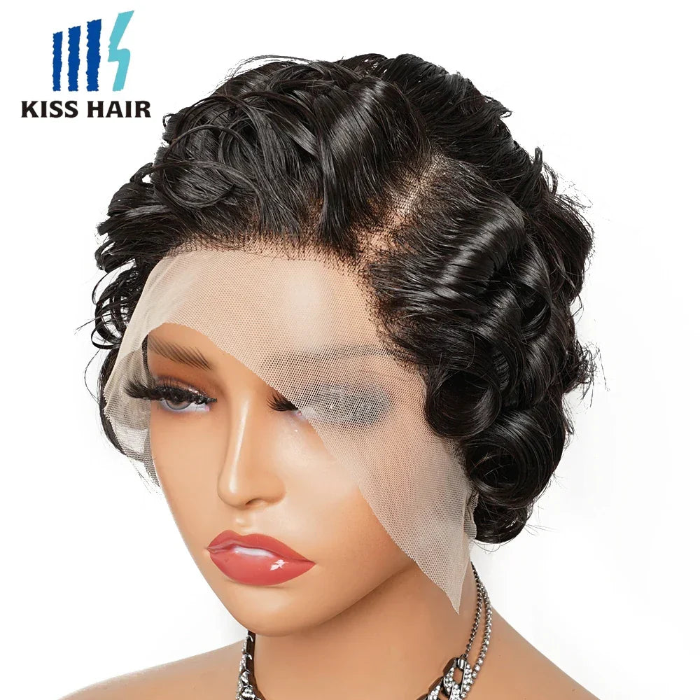 P4/27 Highlight Pixie Curly Wigs 13*4 Lace Frontal